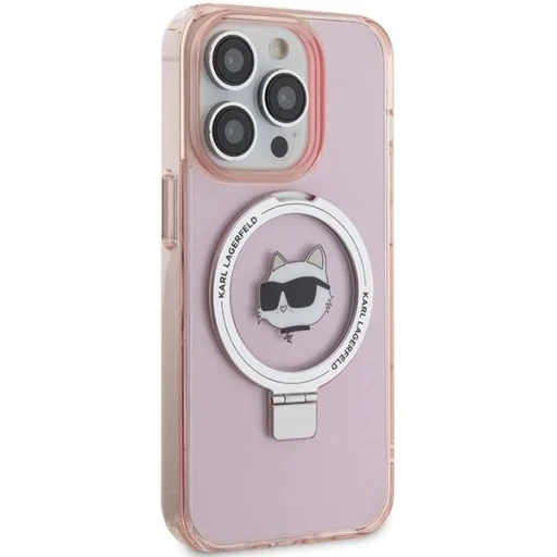  iPhone 15 Pro 6.1" pink/pink Karl Lagerfeld KLHMP15LHMRSCHP tok Ring Stand Choupette Head MagSafe - 4