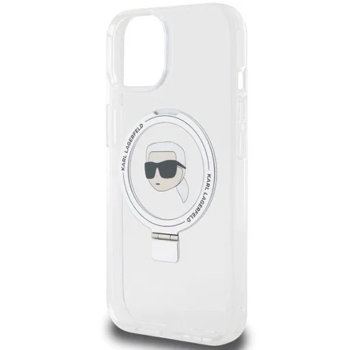  iPhone 15 6.1" fehér/hardcase gyűrűs állvány Karl Head MagSafe Karl Lagerfeld KLHMP15SHMRSKHH tok - 6