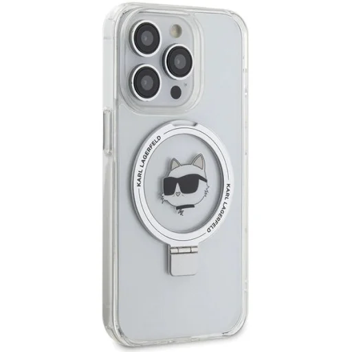  iPhone 15 Pro Max 6.7" fehér/fehér Karl Lagerfeld KLHMP15XHMRSCHH kemény tok Ring Stand Choupette Head MagSafe tok - 4