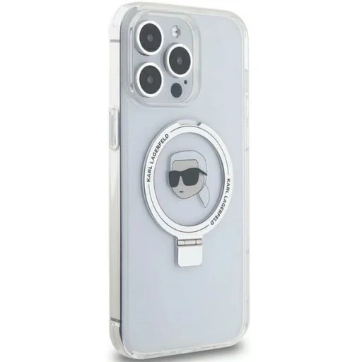  iPhone 15 Pro Max 6.7" fehér/fehér Karl Lagerfeld KLHMP15XHMRSKHH kemény tok Ring Stand Karl Head MagSafe tok - 3