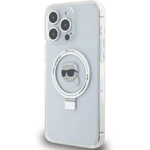  iPhone 15 Pro Max 6.7" fehér/fehér Karl Lagerfeld KLHMP15XHMRSKHH kemény tok Ring Stand Karl Head MagSafe tok - 7