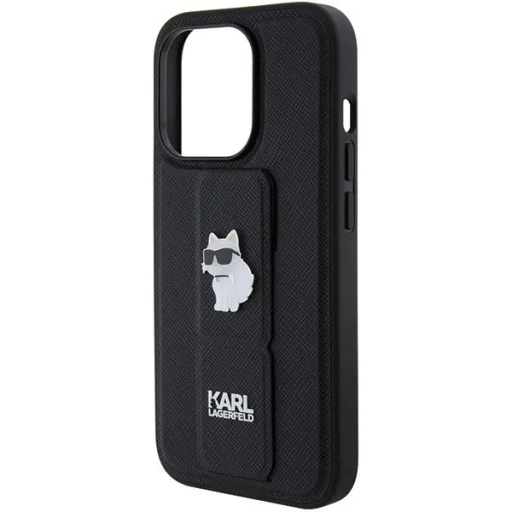  iPhone 15 Pro fekete Karl Lagerfeld Gripstand Saffiano Choupette Pins tok - 7