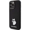  iPhone 15 Pro Max Karl Lagerfeld Szilikon Choupette Metal Pin tok - fekete thumbnail