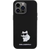  iPhone 15 Pro Max Karl Lagerfeld Szilikon Choupette Metal Pin tok - fekete thumbnail