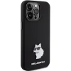  iPhone 15 Pro Max Karl Lagerfeld Szilikon Choupette Metal Pin tok - fekete thumbnail