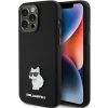  iPhone 15 Pro fekete Karl Lagerfeld Szilikon Choupette Metal Pin tok