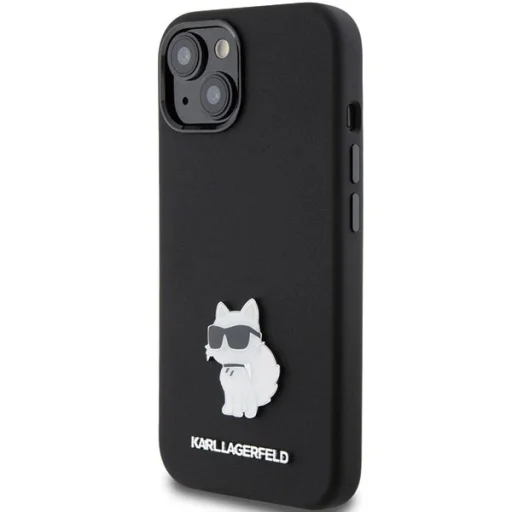  iPhone 15 Plus / 14 Plus fekete Karl Lagerfeld Silicone Choupette Metal Pin tok - 2