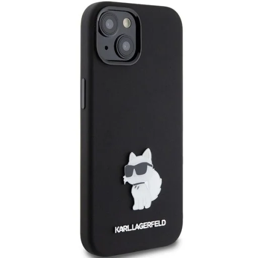 iPhone 15 Plus / 14 Plus fekete Karl Lagerfeld Silicone Choupette Metal Pin tok - 4