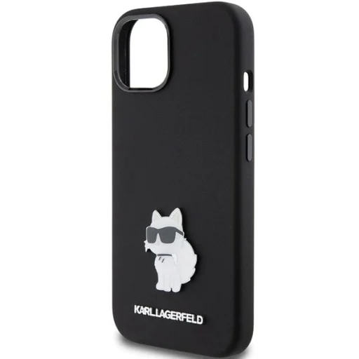  iPhone 15 Plus / 14 Plus fekete Karl Lagerfeld Silicone Choupette Metal Pin tok - 6