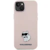  iPhone 15 Plus / 14 Plus Rózsaszín Karl Lagerfeld Szilikon Choupette Metal Pin tok thumbnail
