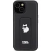  iPhone 15 Karl Lagerfeld Gripstand Saffiano Choupette Pins tok - fekete thumbnail
