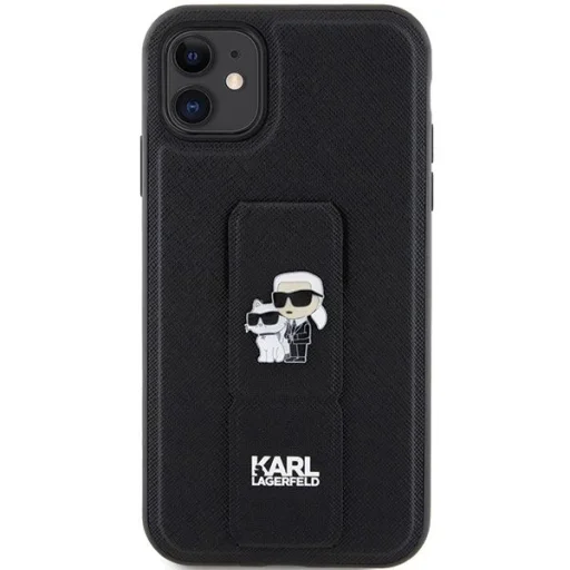 Karl Lagerfeld Gripstand Saffiano Karl&Choupette Pins tok iPhone 11 - fekete - 3