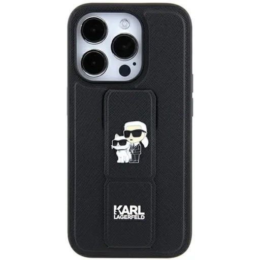 Karl Lagerfeld Gripstand Saffiano Karl&Choupette Pins tok iPhone 11 - fekete - 4