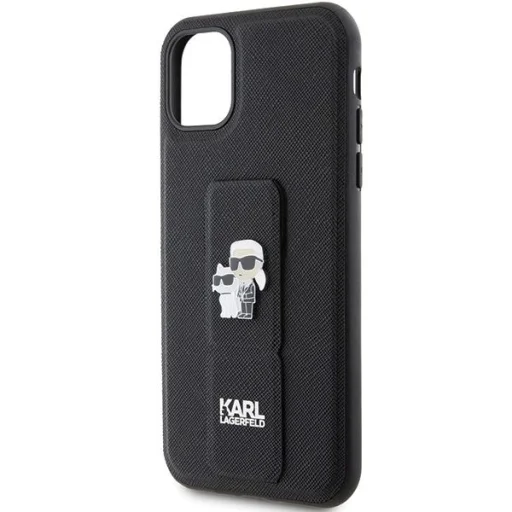 Karl Lagerfeld Gripstand Saffiano Karl&Choupette Pins tok iPhone 11 - fekete - 6