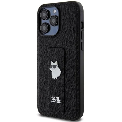 Karl Lagerfeld Gripstand Saffiano Choupette Pins tok iPhone 13 Pro - Fekete - 2