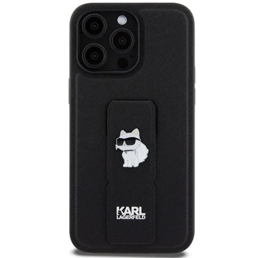 Karl Lagerfeld Gripstand Saffiano Choupette Pins tok iPhone 13 Pro - Fekete - 3