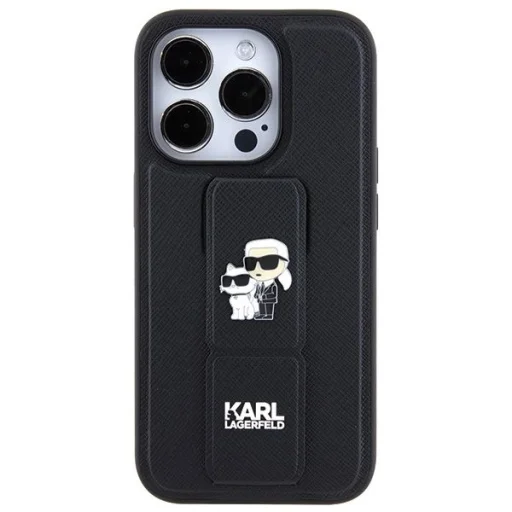 Karl Lagerfeld Gripstand Saffiano Karl & Choupette Pins tok iPhone 13 Pro - fekete - 3