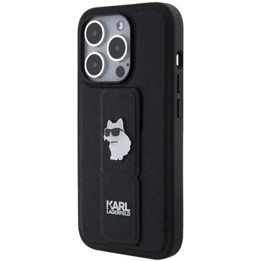 Karl Lagerfeld Gripstand Saffiano Choupette Pins tok iPhone 14 Pro - fekete - 2