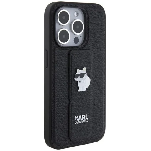 Karl Lagerfeld Gripstand Saffiano Choupette Pins tok iPhone 14 Pro - fekete - 4