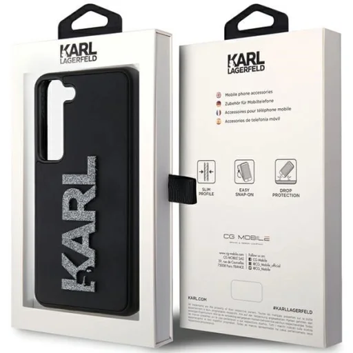 Karl Lagerfeld 3D Rubber Glitter Logo tok Samsung Galaxy S23+ - fekete - 8