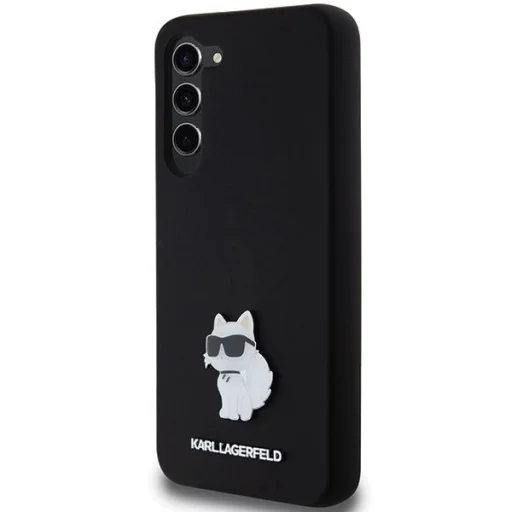 Karl Lagerfeld Silicone Choupette Metal Pin tok Samsung Galaxy S24+ - fekete - 2