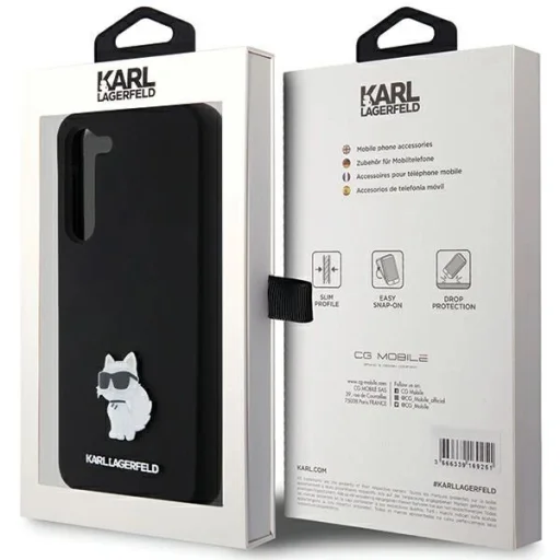 Karl Lagerfeld Silicone Choupette Metal Pin tok Samsung Galaxy S24+ - fekete - 8