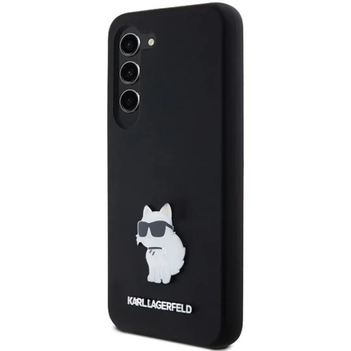 Karl Lagerfeld Silicone Choupette Metal Pin tok Samsung Galaxy S23-hoz - fekete - 2