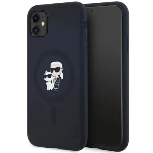 Karl Lagerfeld Szilikon Karl & Choupette MagSafe tok iPhone 11 -hez - fekete - 1