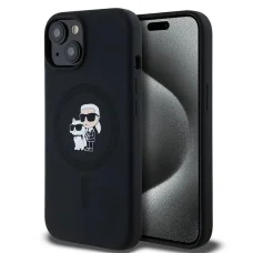  iPhone 15 Plus / 14 Plus fekete Karl Lagerfeld Szilikon Karl&Choupette MagSafe tok