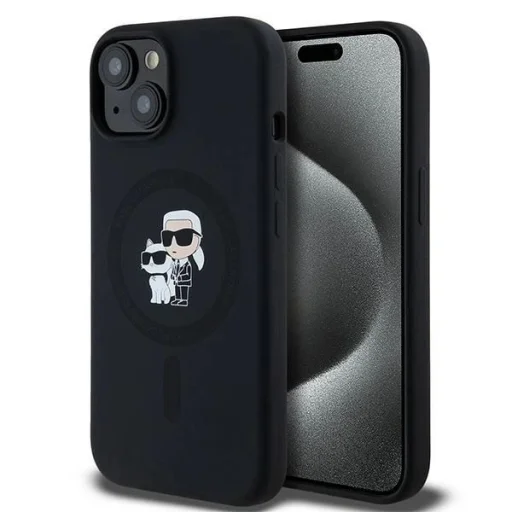  iPhone 15 Plus / 14 Plus fekete Karl Lagerfeld Szilikon Karl&Choupette MagSafe tok - 1