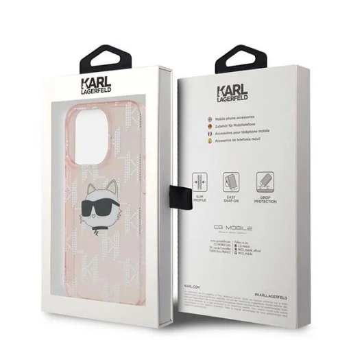 Karl Lagerfeld IML Choupette Head & Monogram tok iPhone 13 Pro Max - rózsaszín - 8