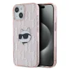  iPhone 15 - rózsaszín Karl Lagerfeld IML Choupette Head & Monogram tok
