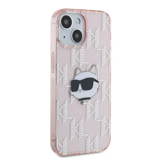  iPhone 15 - rózsaszín Karl Lagerfeld IML Choupette Head & Monogram tok - 4