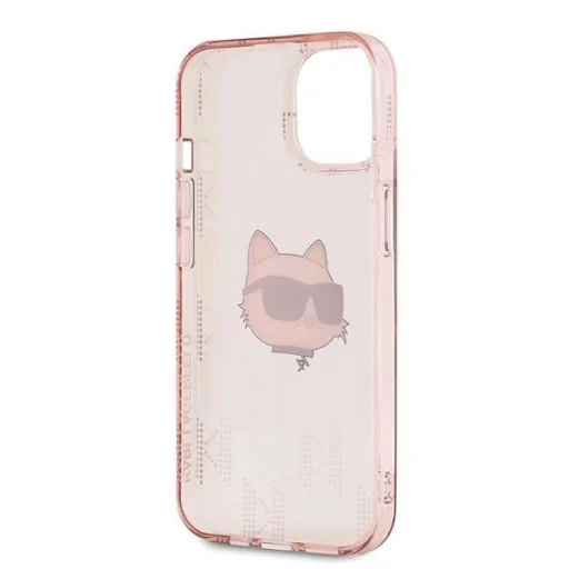  iPhone 15 - rózsaszín Karl Lagerfeld IML Choupette Head & Monogram tok - 7