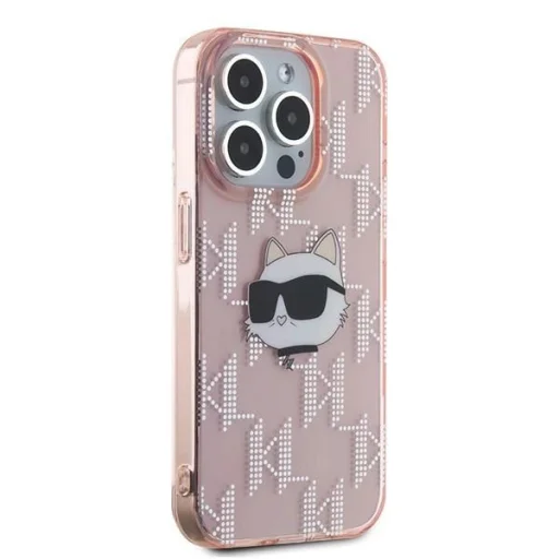  iPhone 15 Pro Max rózsaszín Karl Lagerfeld IML Choupette Head & Monogram tok - 4