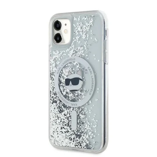 Karl Lagerfeld Liquid Glitter Choupette Head MagSafe tok iPhone 11 - Átlátszó - 2