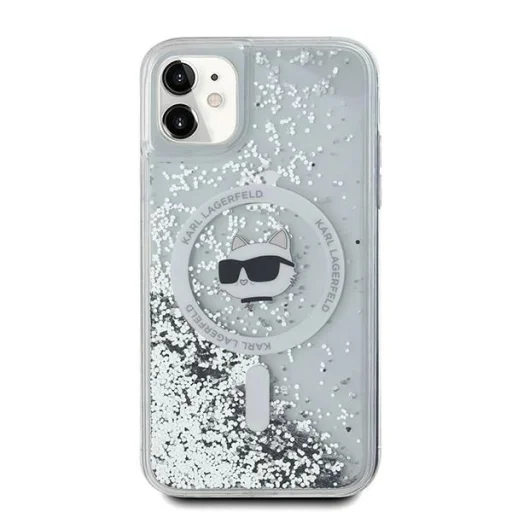 Karl Lagerfeld Liquid Glitter Choupette Head MagSafe tok iPhone 11 - Átlátszó - 3