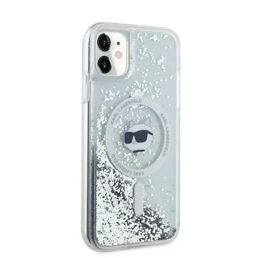 Karl Lagerfeld Liquid Glitter Choupette Head MagSafe tok iPhone 11 - Átlátszó - 4