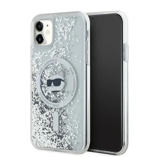 Karl Lagerfeld Liquid Glitter Choupette Head MagSafe tok iPhone 11 - Átlátszó - 1