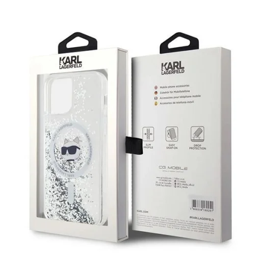 Karl Lagerfeld Liquid Glitter Choupette Head MagSafe tok iPhone 12 / 12 Pro - Átlátszó - 8