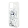  iPhone 15 Plus / 14 Plus Átlátszó Karl Lagerfeld Liquid Glitter Choupette Head MagSafe tok - 6