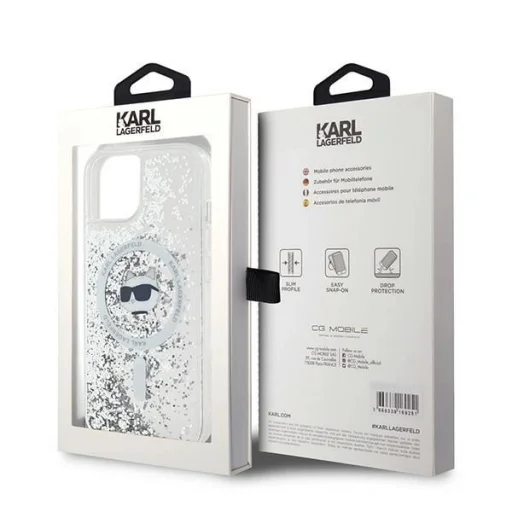 Karl Lagerfeld Liquid Glitter Choupette Head MagSafe tok iPhone 13 - átlátszó - 8