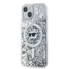  iPhone 15 Plus / 14 Plus Átlátszó Karl Lagerfeld Liquid Glitter Choupette Head MagSafe tok - 2