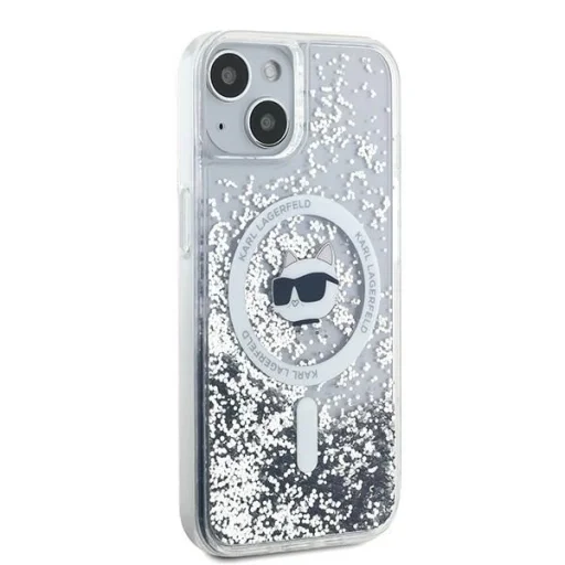 Karl Lagerfeld Liquid Glitter Choupette Head MagSafe tok iPhone 13 - átlátszó - 4