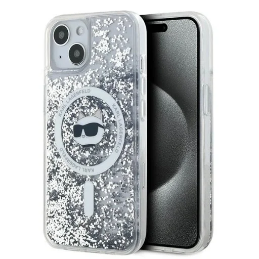 Karl Lagerfeld Liquid Glitter Choupette Head MagSafe tok iPhone 13 - átlátszó - 1