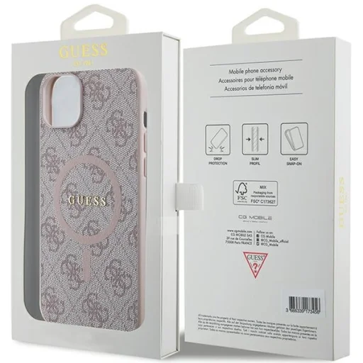 Original Case GUESS hardcase 4G Collection Leather Metal Logo MagSafe GUHMP15MG4GFRP iPhone 15 Plus/14 Plus tok rózsaszín - 8