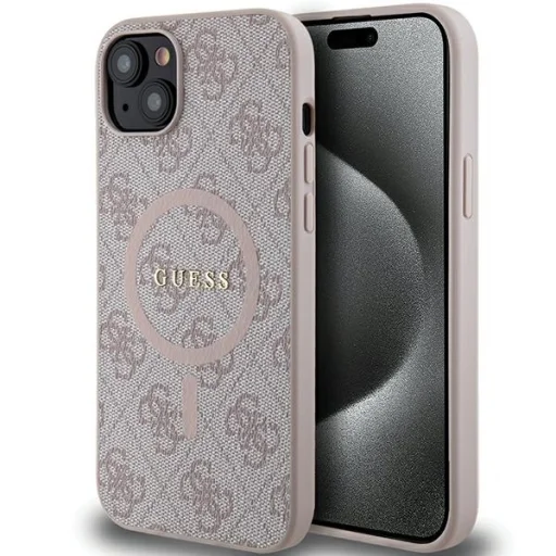 Original Case GUESS hardcase 4G Collection Leather Metal Logo MagSafe GUHMP15MG4GFRP iPhone 15 Plus/14 Plus tok rózsaszín - 1
