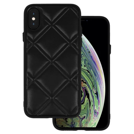Bőr 3D tok iPhone X/XS design 3 fekete - 1