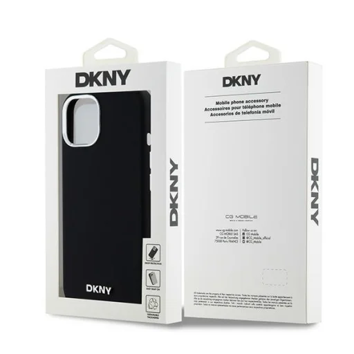  iPhone 14/15/13 Fekete Eredeti DKNY kemény tok folyékony szilikonból, kis fém logóval, MagSafe kompatibilis, DKHMP14SSMCHLK - 8