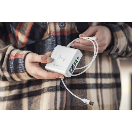 FORCELL F-ENERGY multifunkciós töltő 15W 4in1 USB/USB-C csatlakozóval, 8000mAh power bankkal és vezeték nélküli töltéssel - 25